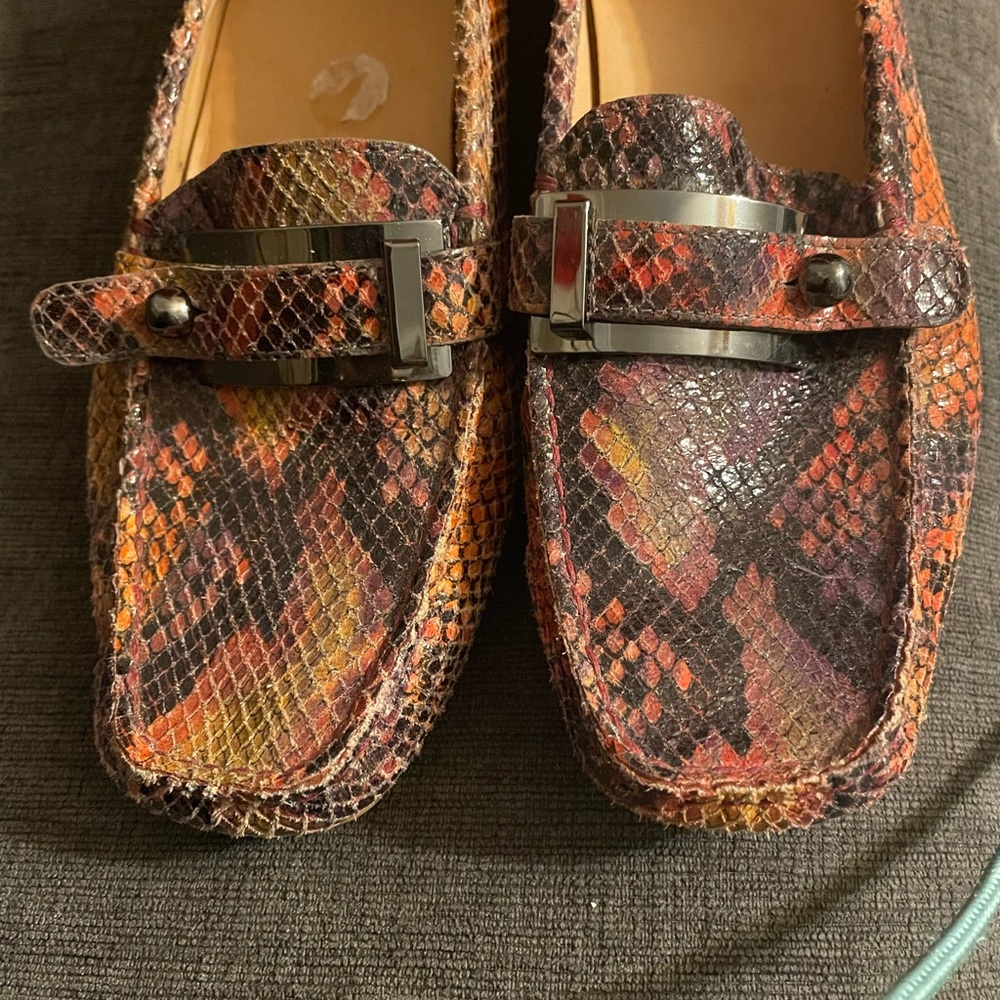 Stuart Weitzman Python-Embossed Leather Loafers S… - image 3